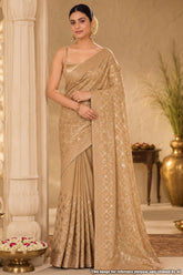 Fawn Tissue Embroidered Saree