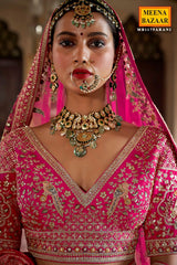 Rani Silk Zari and Sequin Embroidered Bridal Lehenga – Luxurious Wedding Wear