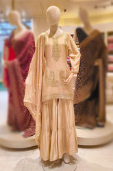 Tussar Sharara Set with Intricate Zari & Paisley Embroidery