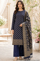 Navy Chanderi Weaving Suit Set