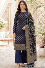 Navy Chanderi Weaving Suit Set