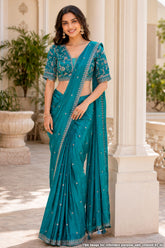 Rama Saree with Designer Blouse