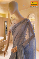 Shimmering Grey Elegance – A Statement Saree
