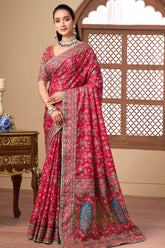 Red Printed Satin Silk Saree for Women Festive & Party Wear Elegant Saree