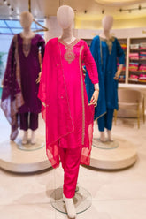 Rani Silk Neck Embroidered Ready Made Suit Set