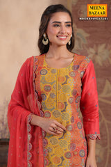 Gajari Silk Embroidered Suit Set