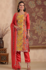 Gajari Silk Embroidered Suit Set