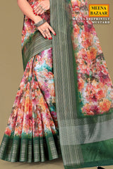 Gulabo Print Orange Cotton Saree