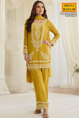 Mustard Georgette Ready Made Suit