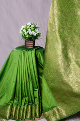 Mehandi Silk Saree With Classic Weaving Buti Work