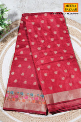 Maroon Silk Saree with Woven Buti
