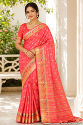 Morni Pink Silk Weaving Buti Saree