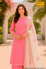 Pink Embroidered Suit Piece Set