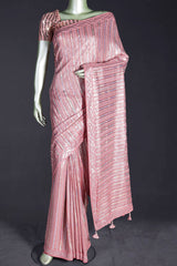 Deep Salmon Pink Georgette Sequin Embroidered Saree