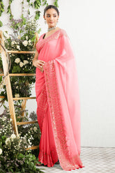Gajari Georgette Gota Patti, Sequins, and Thread Embroidered Saree