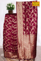 Wine Jal Woven Silk Saree