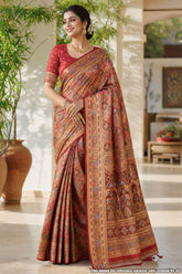 Maroon Silk Weaving Jal Saree