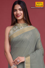 Grey Cotton Weaving Saree – Elegant Everyday Comfort