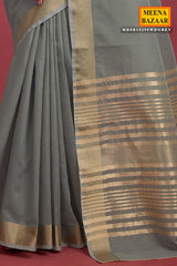 Grey Cotton Weaving Saree – Elegant Everyday Comfort