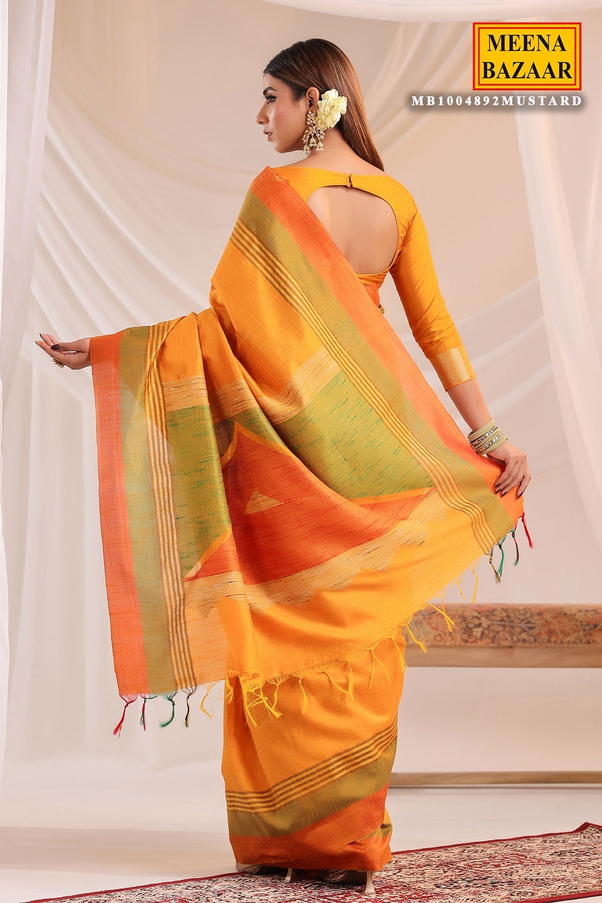 Mustard Silk Weaving Saree