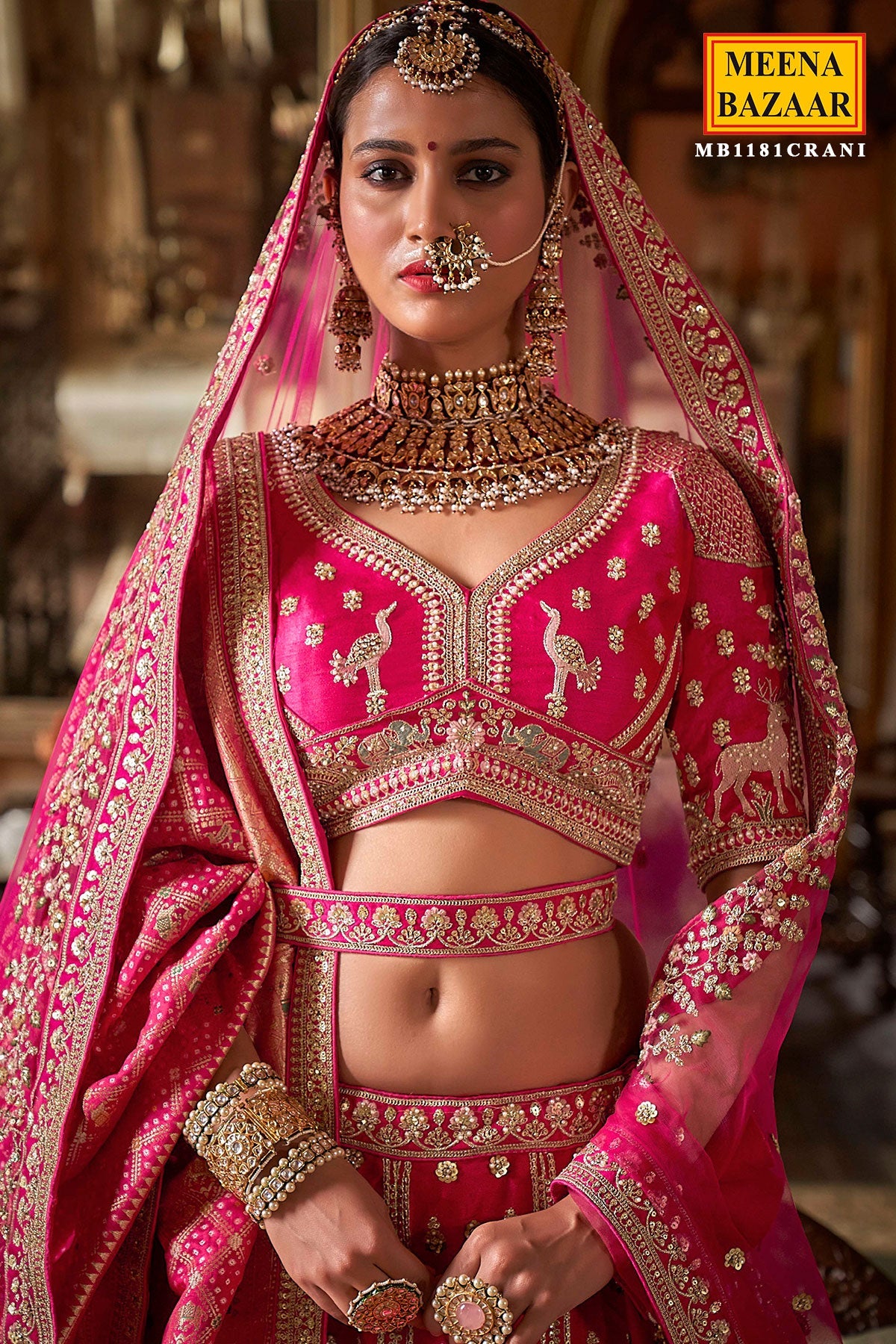 Rani Silk Zari and Sequin Embroidered Bridal Lehenga – Royal Wedding Ensemble