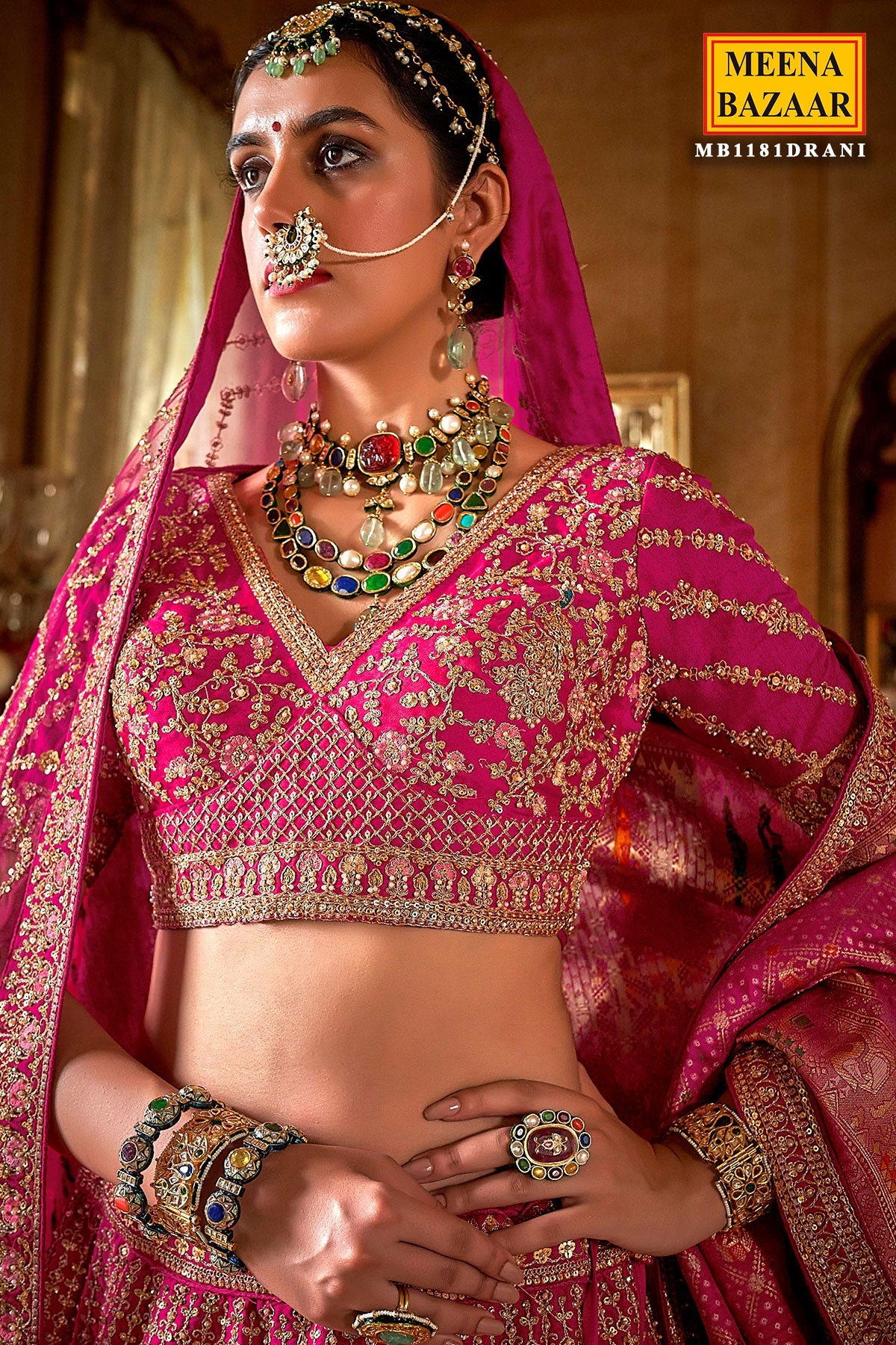 Rani Silk Zari and Sequin Embroidered Bridal Lehenga – Royal Wedding Ensemble