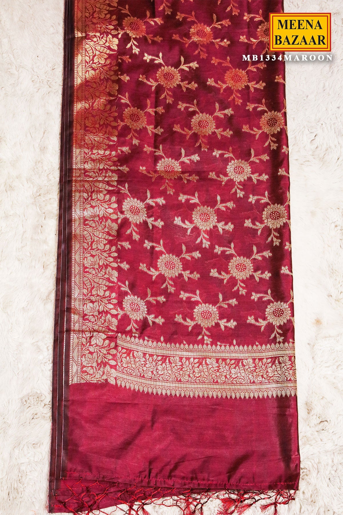 Maroon Chanderi Weaving Suit Set