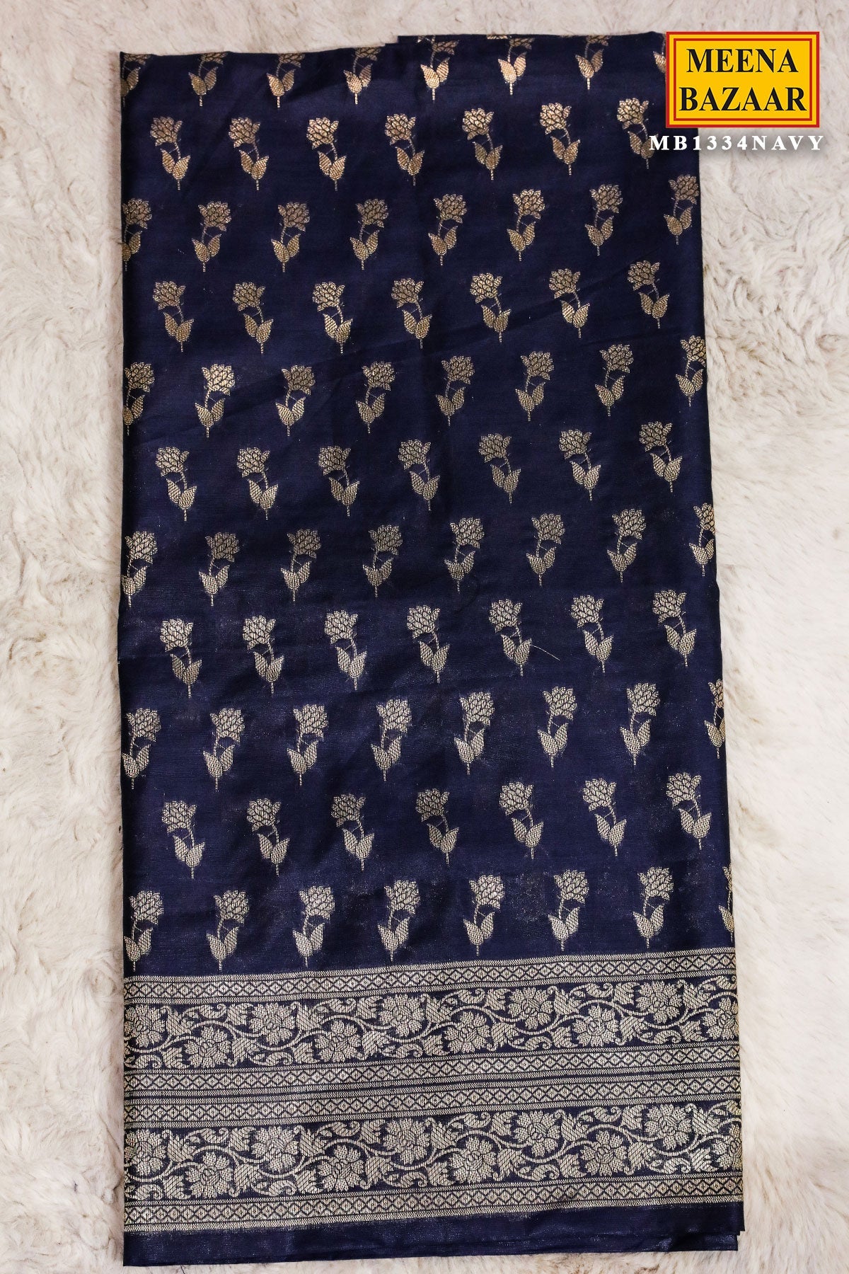 Navy Chanderi Weaving Suit Set