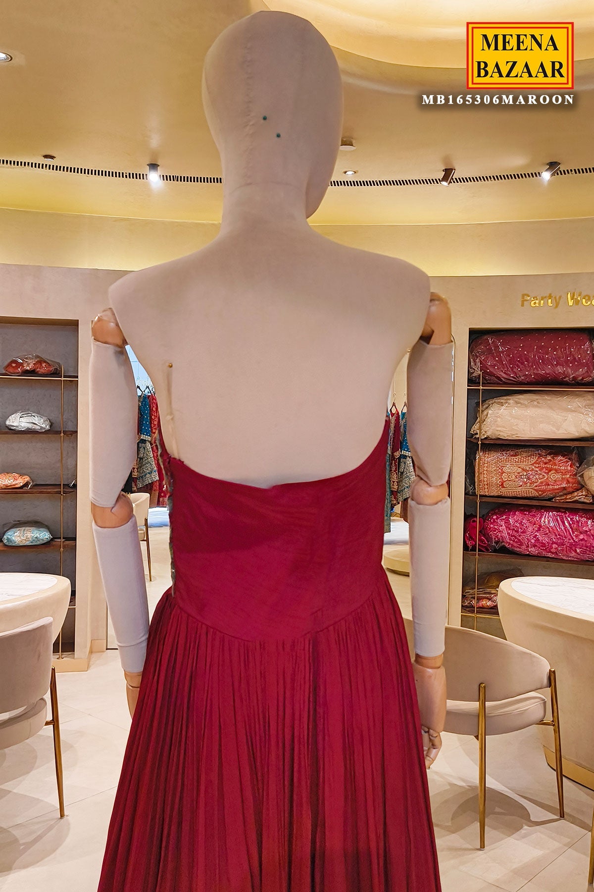 Maroon Bloom Embroidered Gown