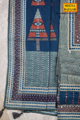 Green Printed Ready Made Suit Set with Dupatta