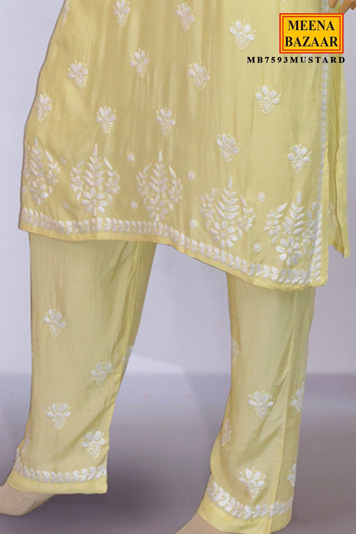 Mustard Chikankari Co-ord Set