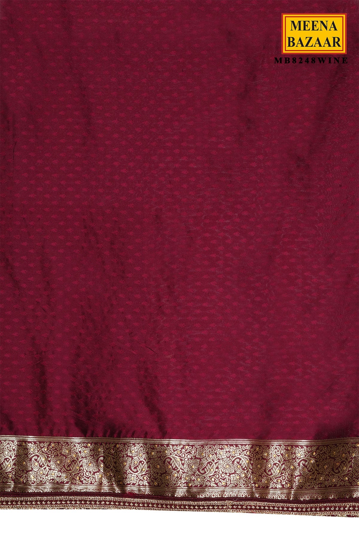 Wine Silk Embroidered Border Saree