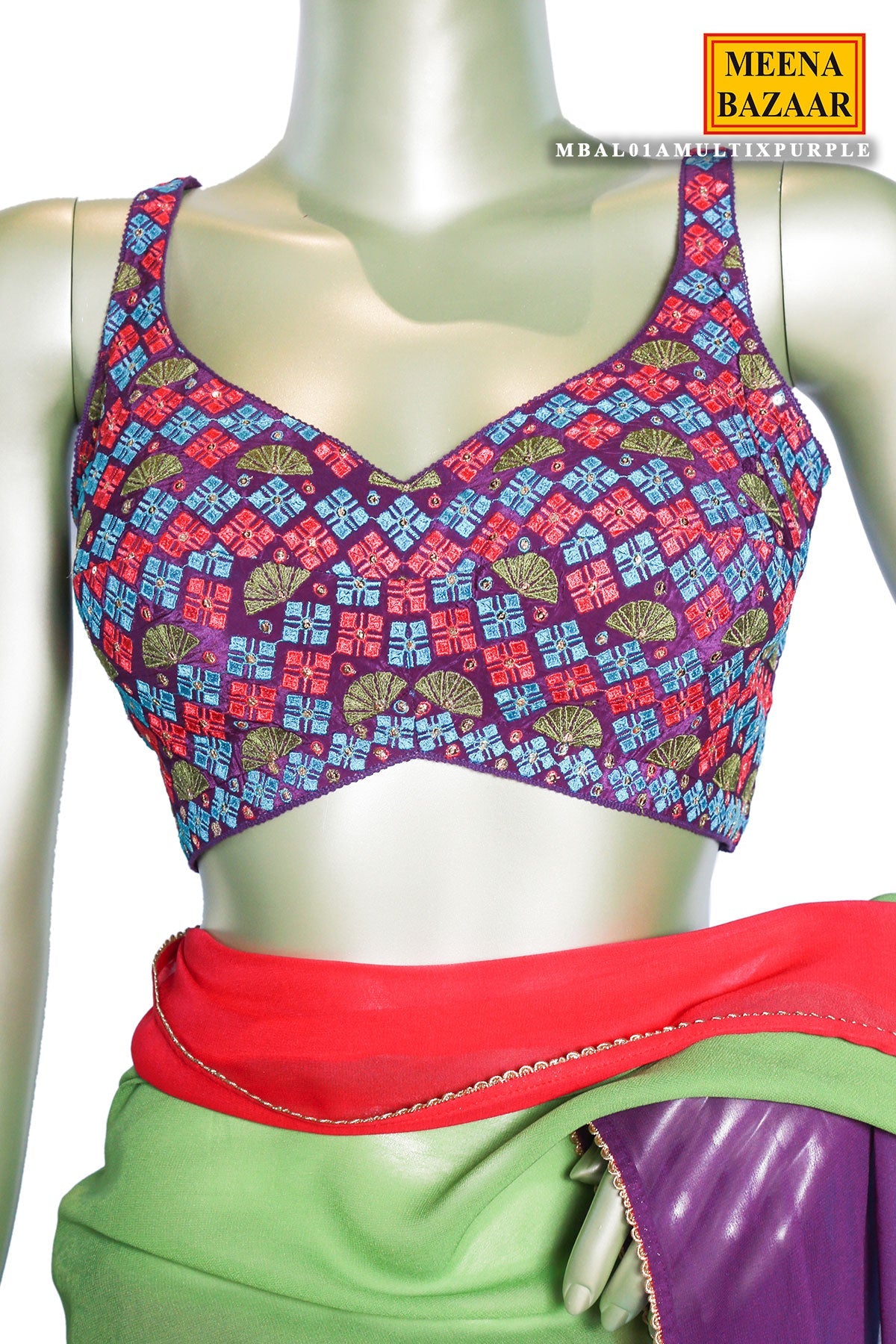 Multicolored Georgette Panelled Saree