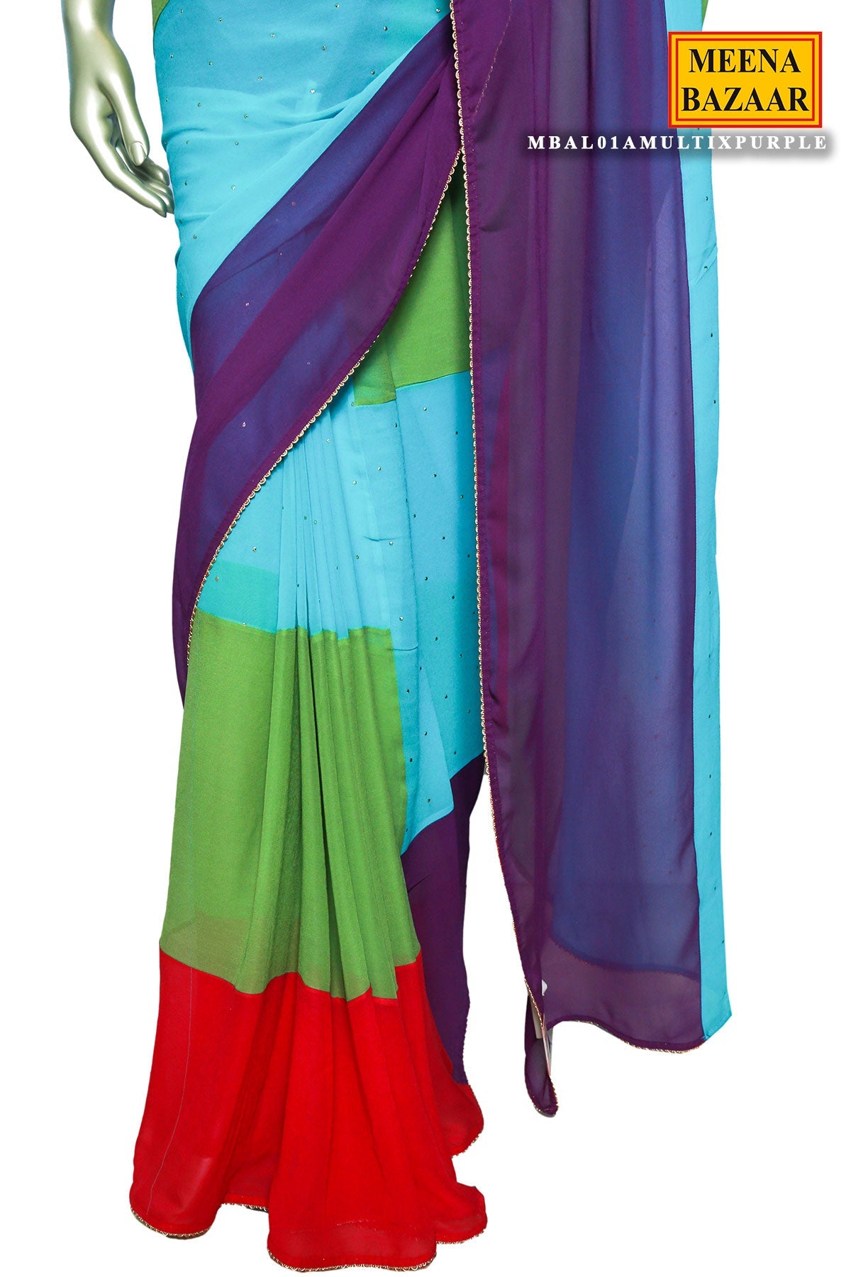 Multicolored Georgette Panelled Saree