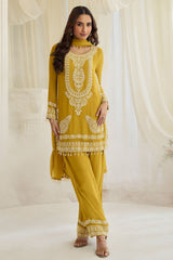 Mustard Georgette Ready Made Suit