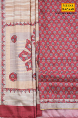 Maroon Floral Print Silk Suit Set