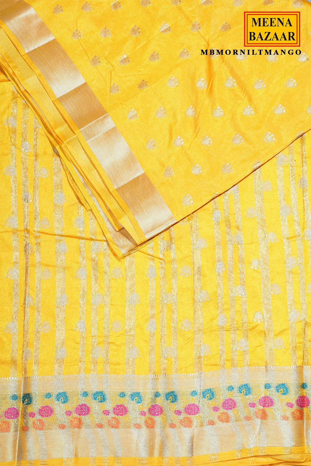 Mango Silk Saree with Woven Buti