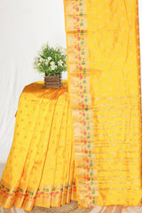 Mango Silk Saree with Woven Buti
