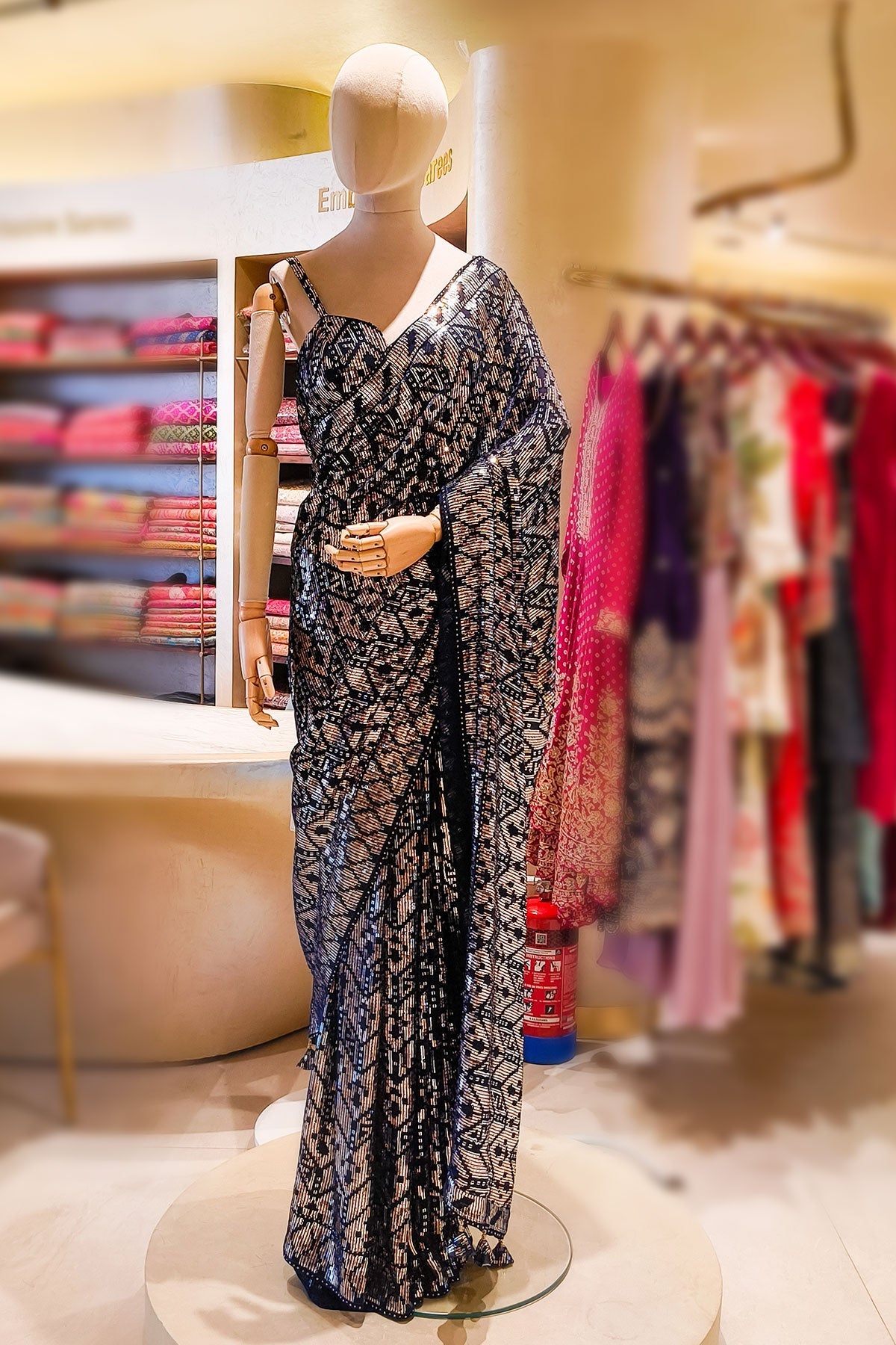 Navy Blue Party Wear Sequin Saree