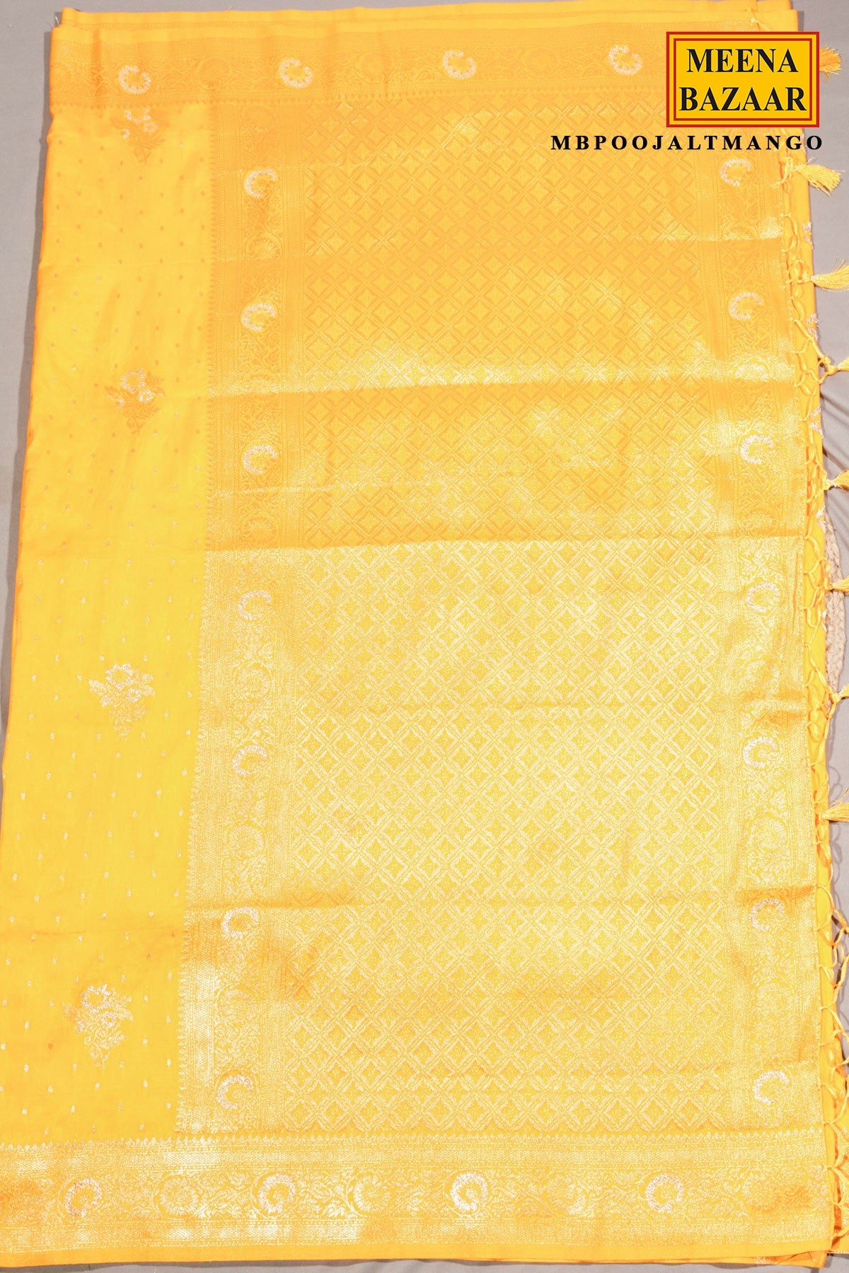 Pooja Mango Silk Saree with Elegant Weaving Jal