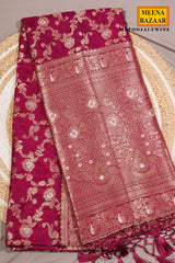 Wine Jal Woven Silk Saree