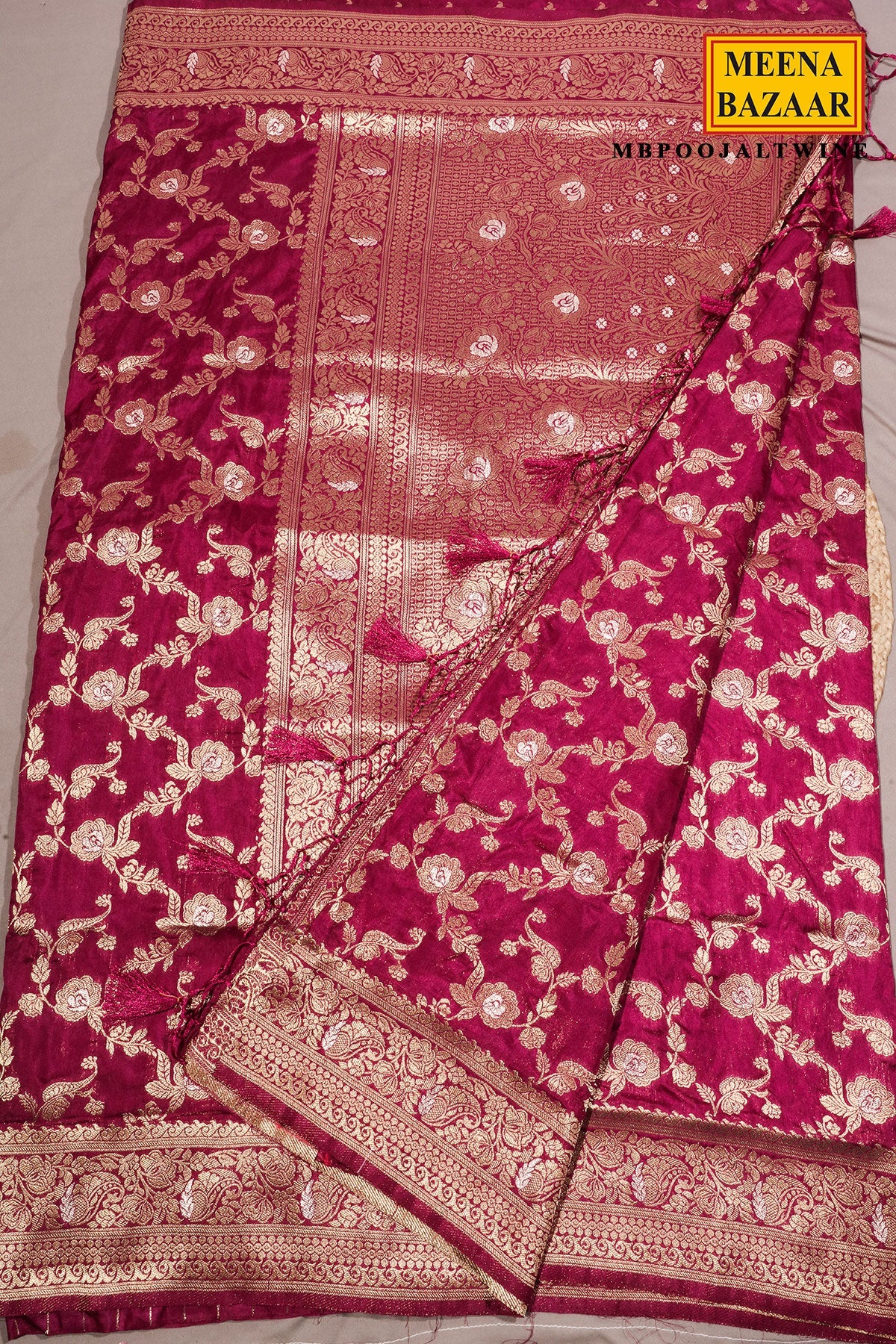 Wine Jal Woven Silk Saree