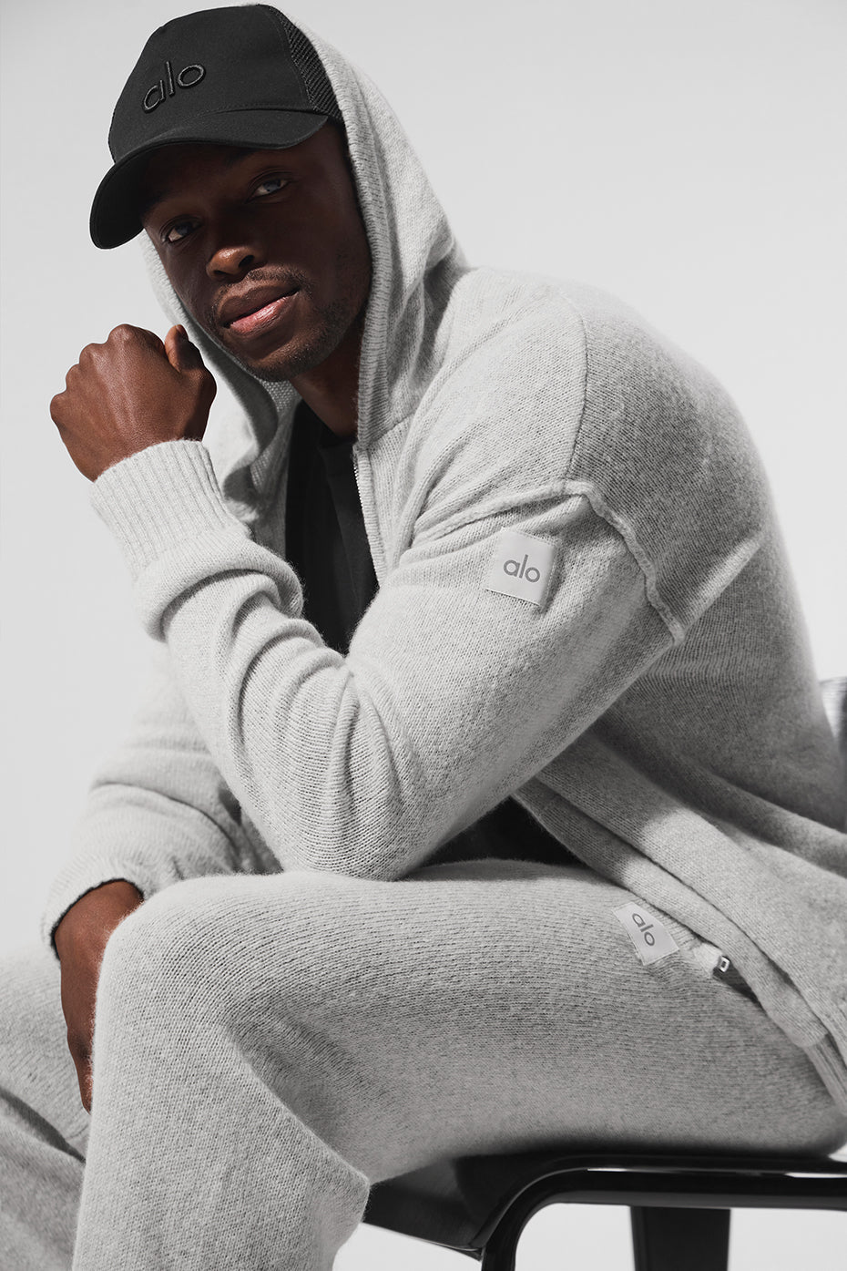 Wool聽Cashmere New Class Full Zip Hoodie - Pearl Grey Heather