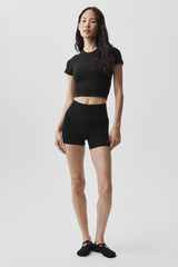 Seamless Modal Ribbed Cropped Short Sleeve - Black